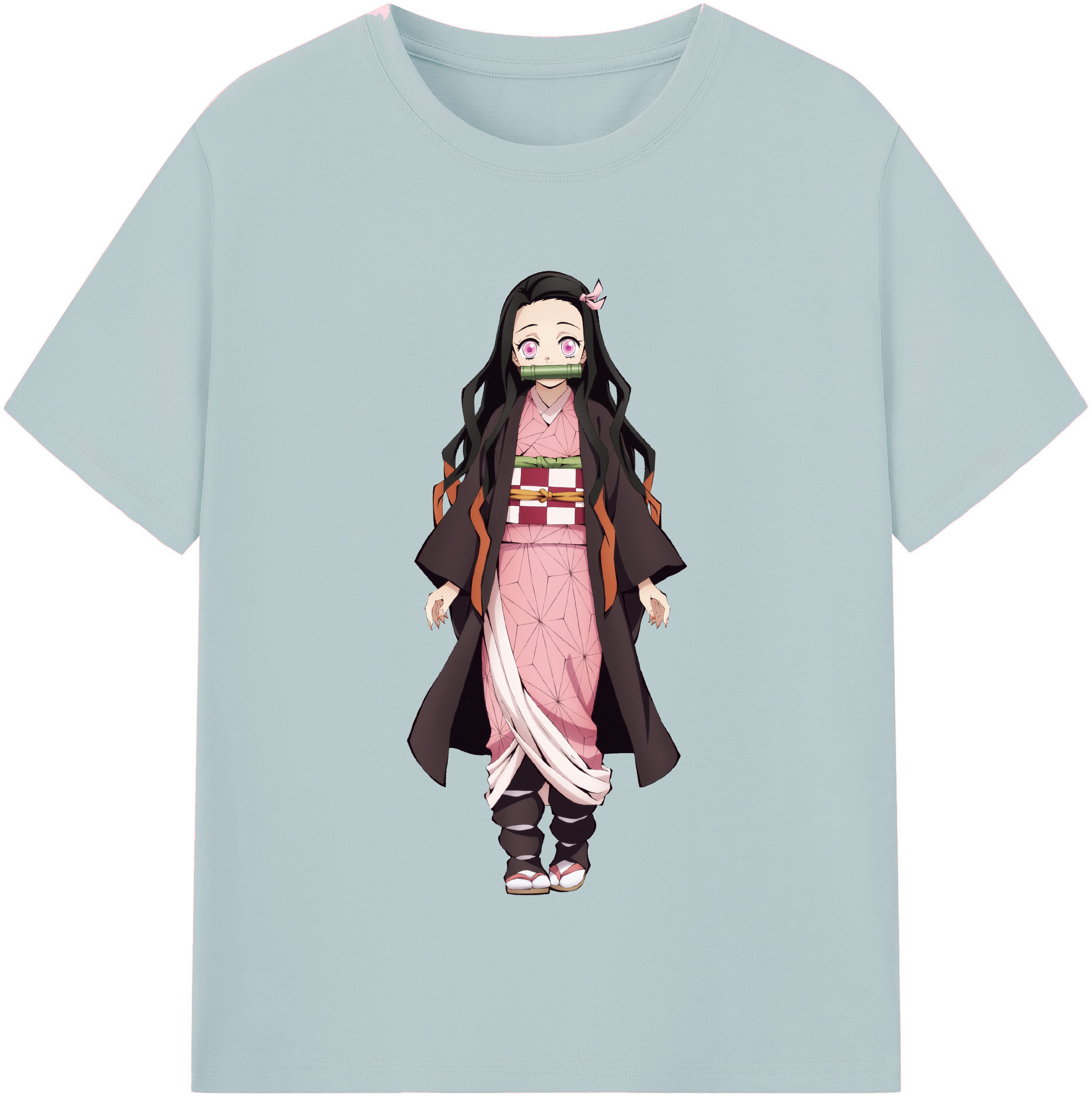 （画像用） 鬼滅の刃（きめつのやいば）竈門 禰󠄀豆子／かまど ねずこ Kamado Nezuko 綿100％半袖Tシャツ（フロントプリント）